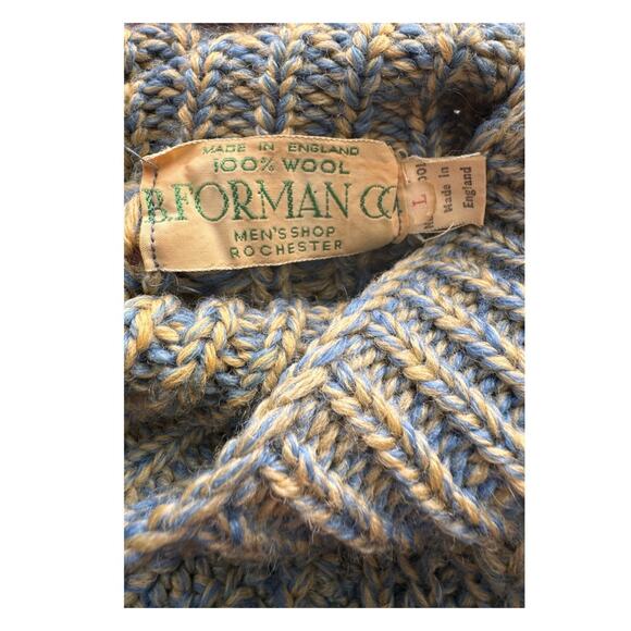 Vintage B. Forman Co. Made in England 100% Wool Chunky Knit Sweater L - Picture 8 of 16